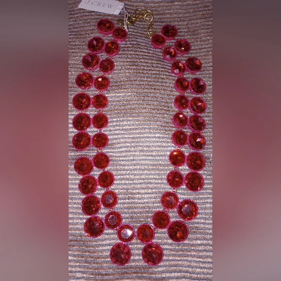 NWT J. Crew Sparkly Double-Drop Necklace/Earrings Pink - Picture 4 of 9